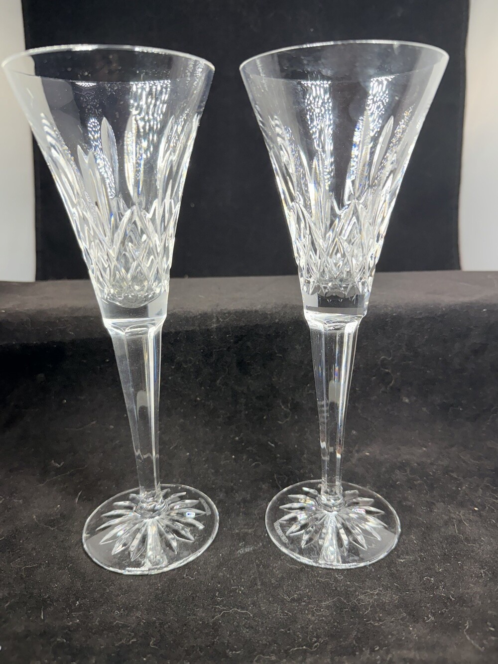 WATERFORD CRYSTAL TRUMPET VASES (PAIR WITH FLAWS) Display Pieces
